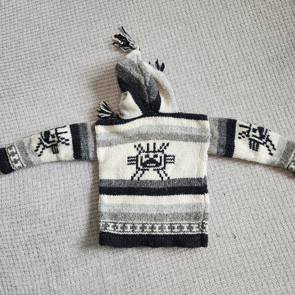 Hand Woven Aztec Knit Zip Down Jacket Size 4 - Picture 3 of 5